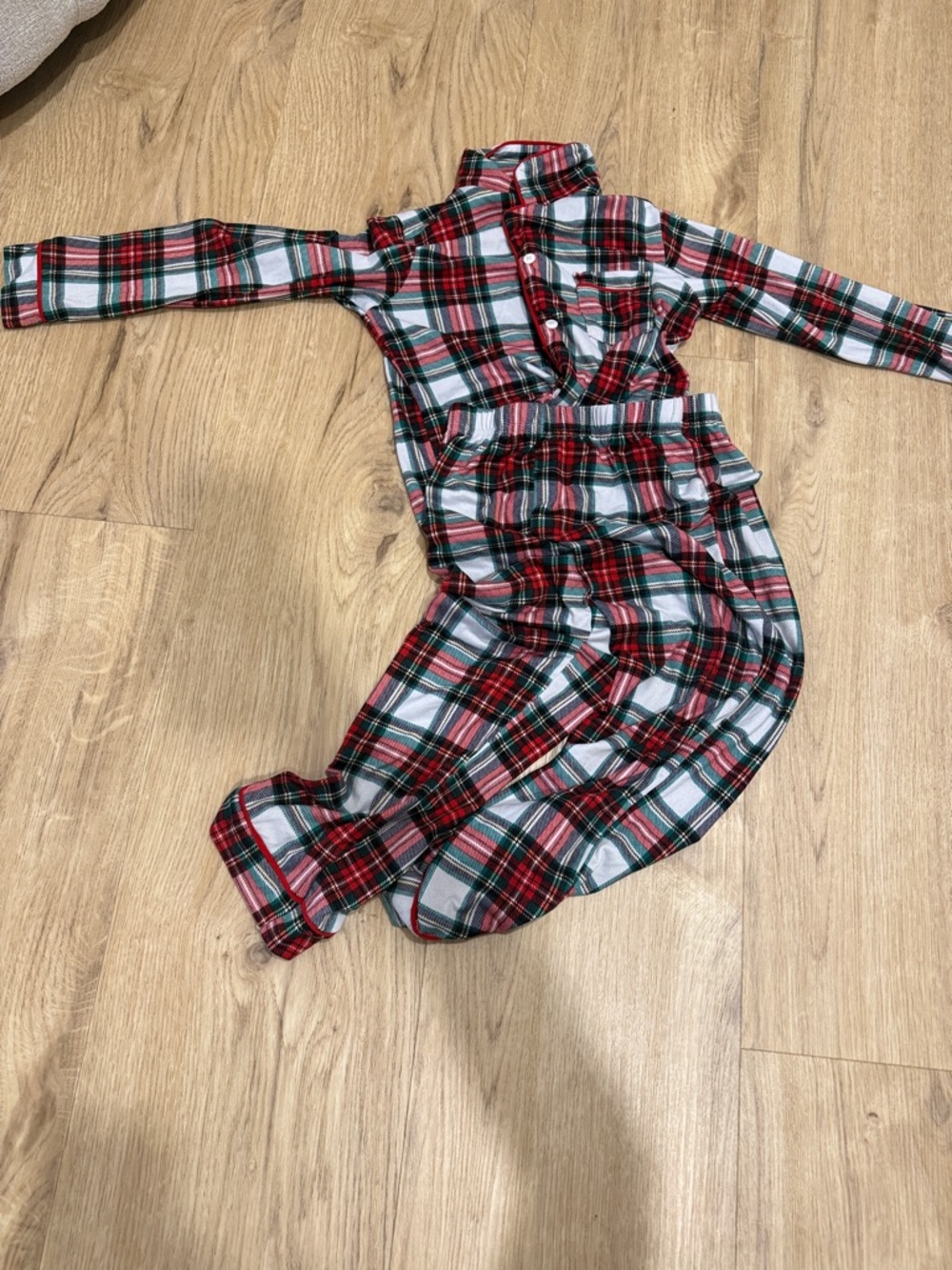 Tahari Red, Green and White Plaid Jumpsuit